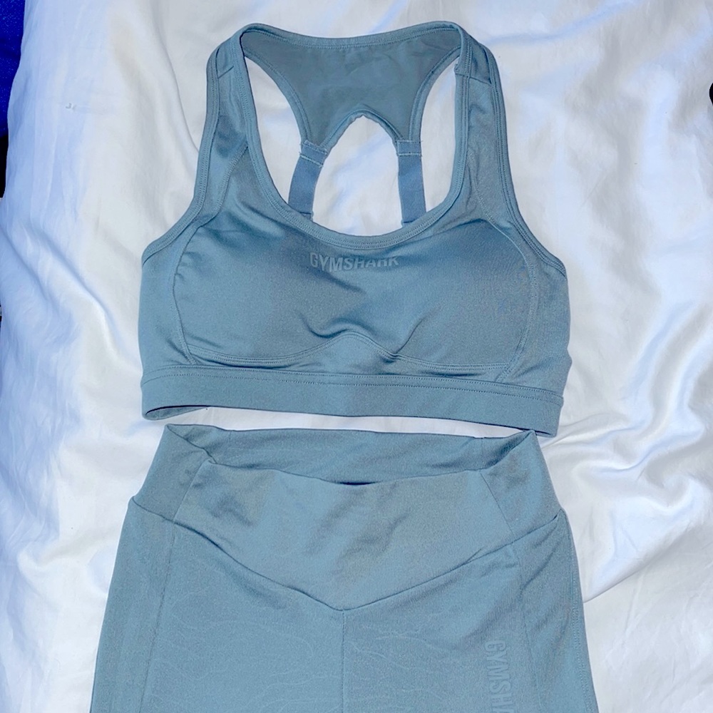 Gymshark Lustre Sports Bra and Leggings Set in Turquoise Size Medium